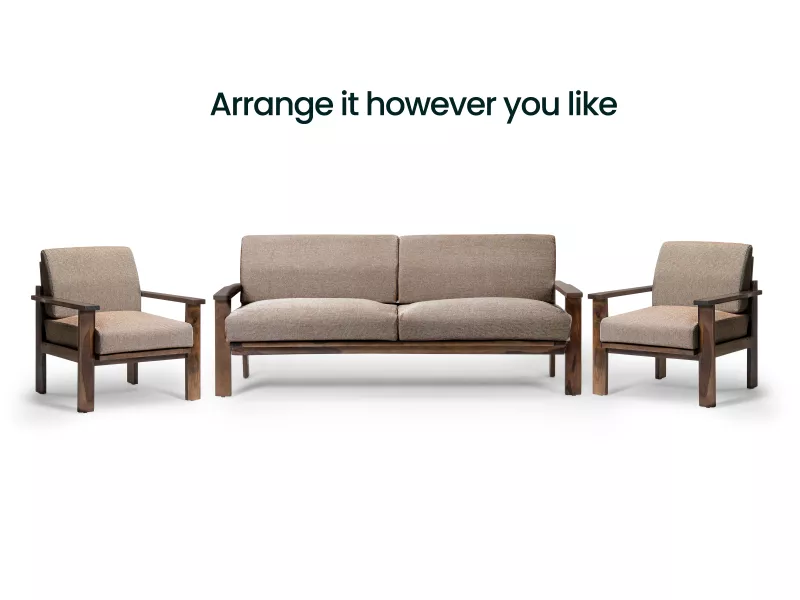 Athena Solid Wood 5 Seater Sofa Set
